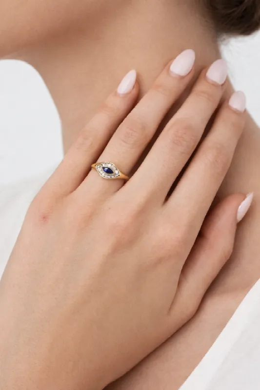 Lili Sapphire Evil Eye Ring made by Mixology