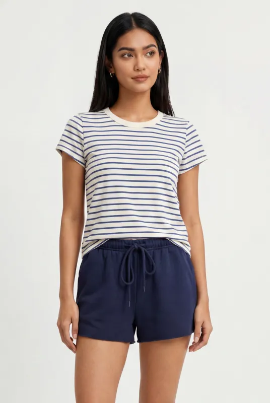 Junie Slub Tee Navy Stripe made by Z Supply