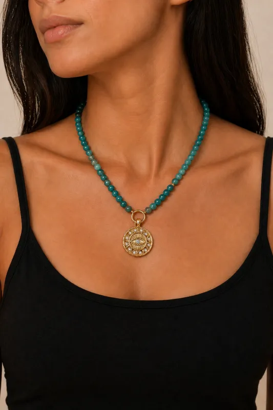 Zaya Beaded Necklace With Coin made by Mixology