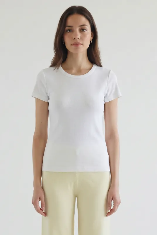 Ribbed Crew Neck T-shirt made by Mixology
