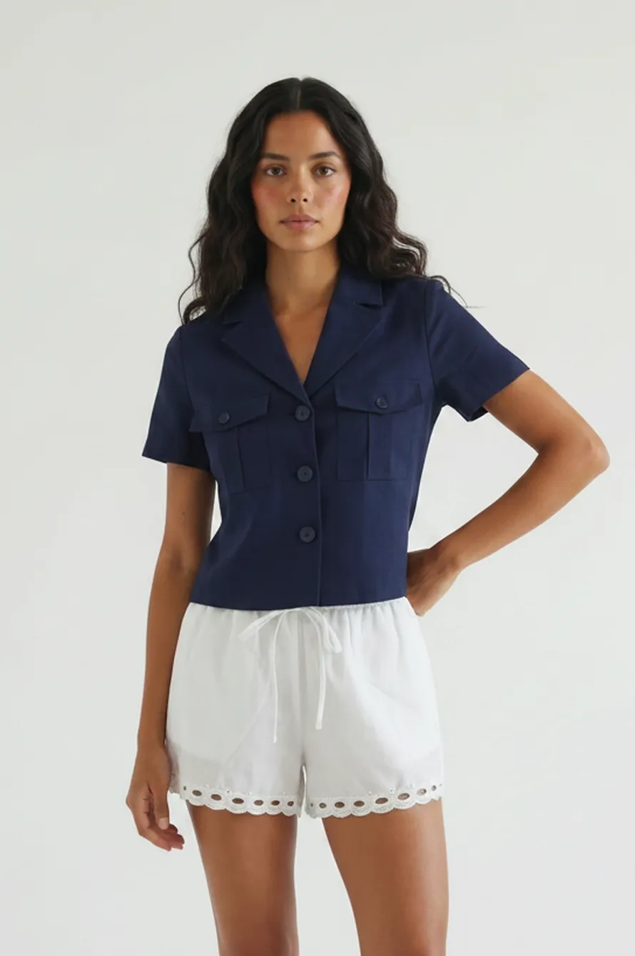 Ronnie Linen Short Sleeve Jacket sold by Mixology