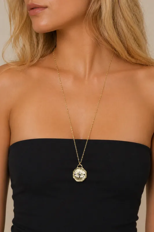 Lane Evil Eye Coin On 24"chain made by Mixology