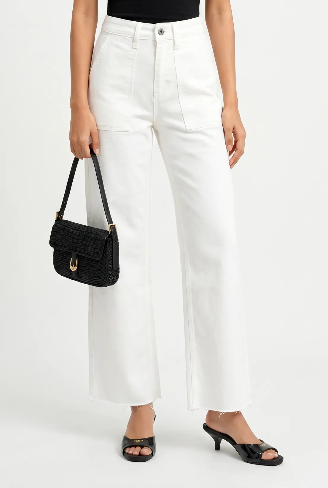 High Rise Wide Leg Raw Hem sold by Mixology