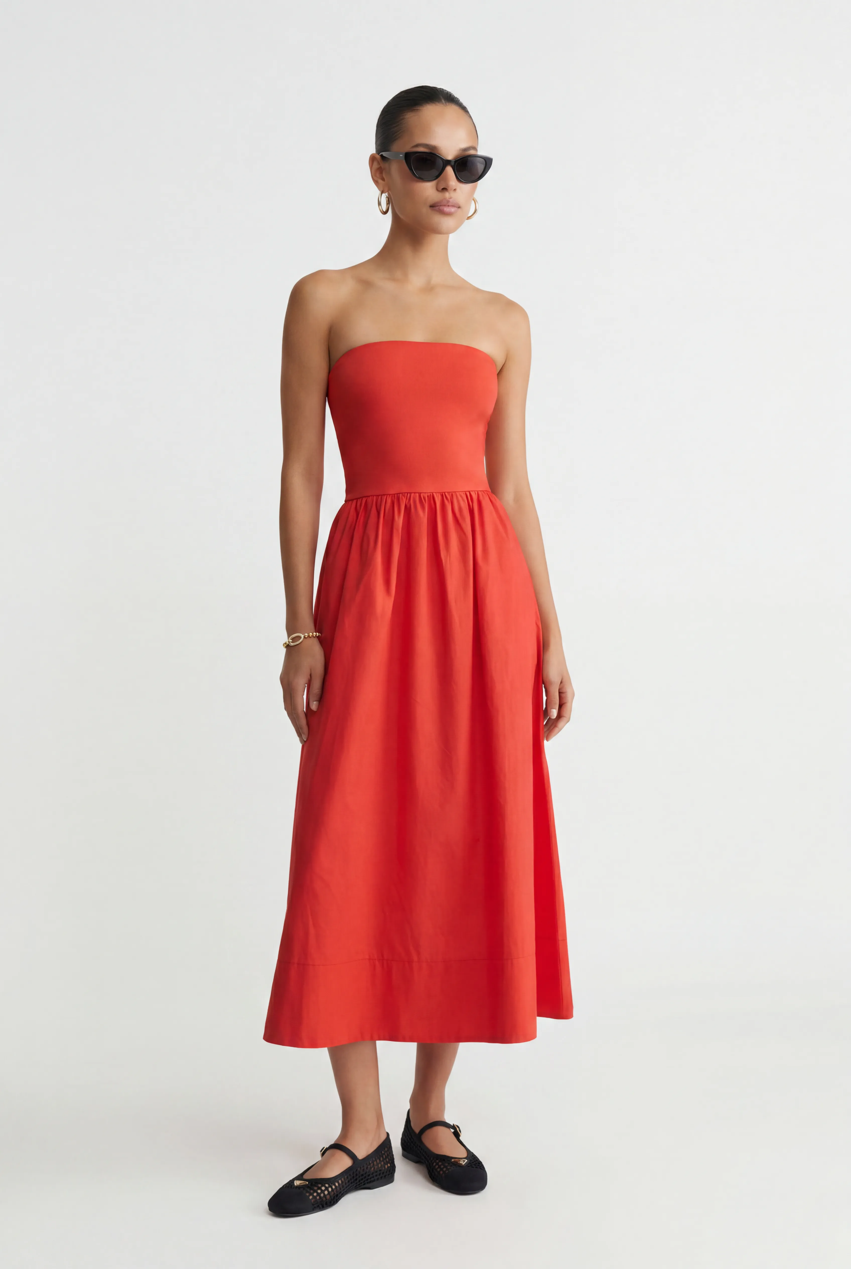 Sunsought Strapless Midi Red Dress sold by Mixology product image thumbnail 2