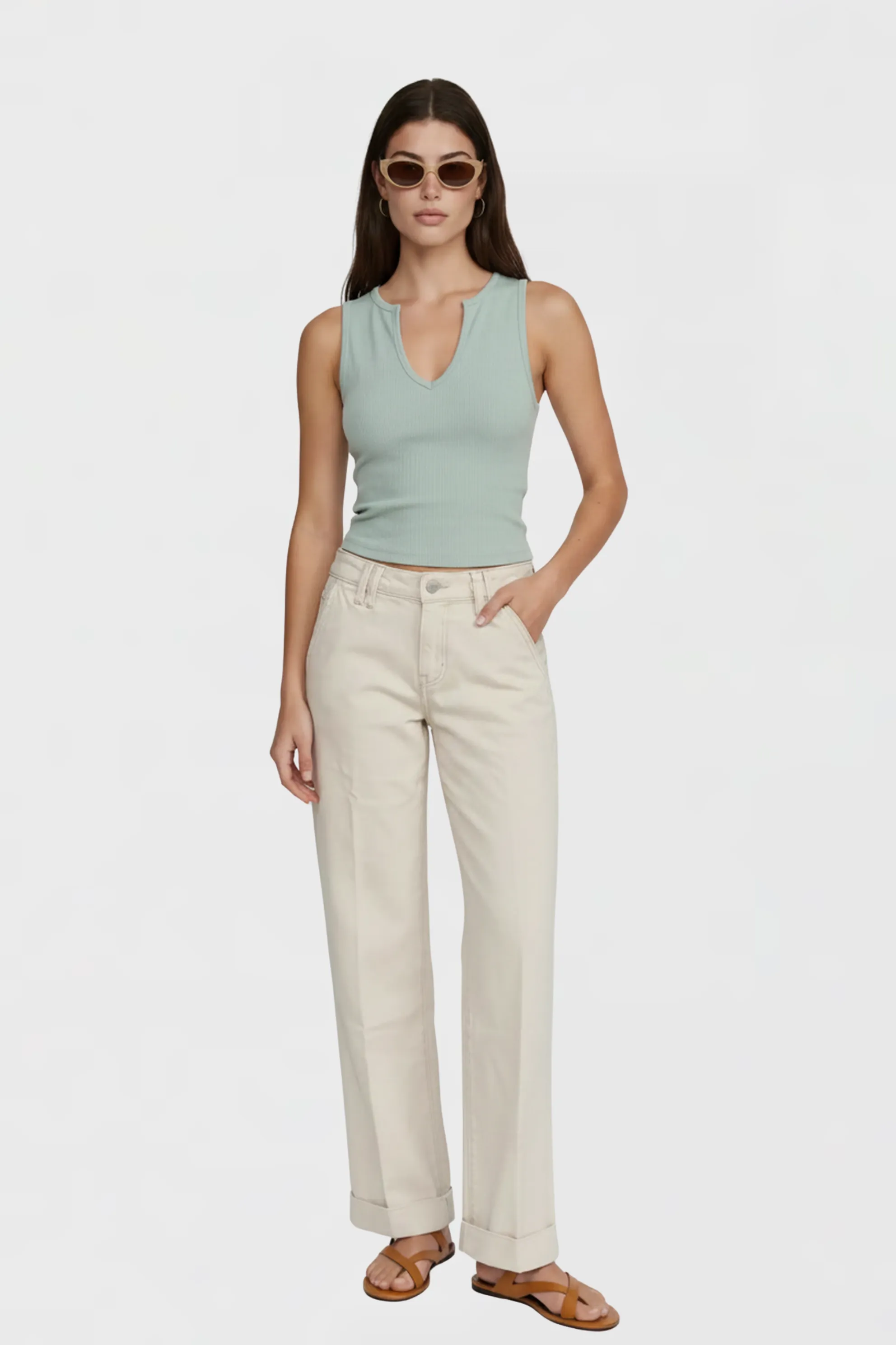 The Easy V Neck Rib Tank sold by Mixology product image thumbnail 2