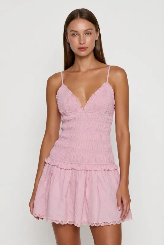 Twirl Smocked Mini Dress made by Mixology