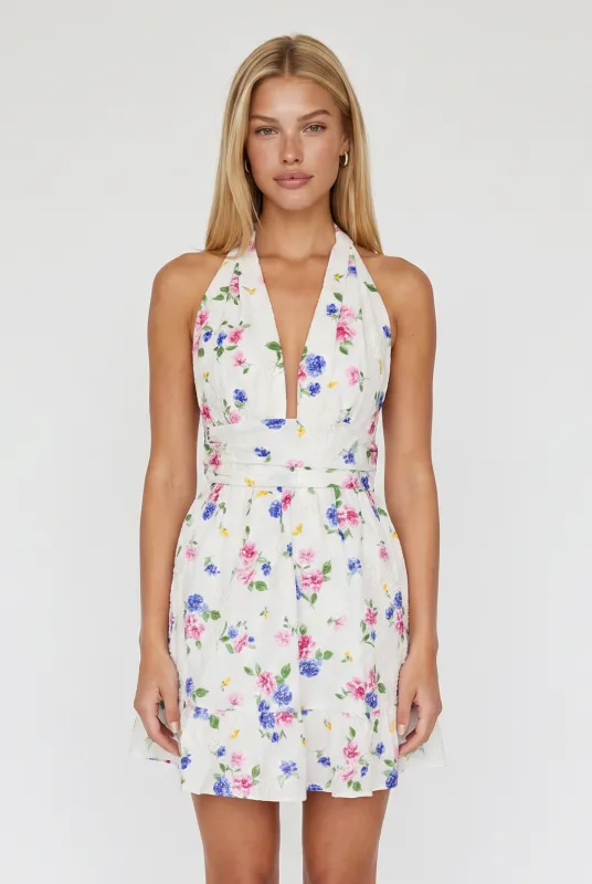 Lola Floral Halter Mini Dress made by Mixology