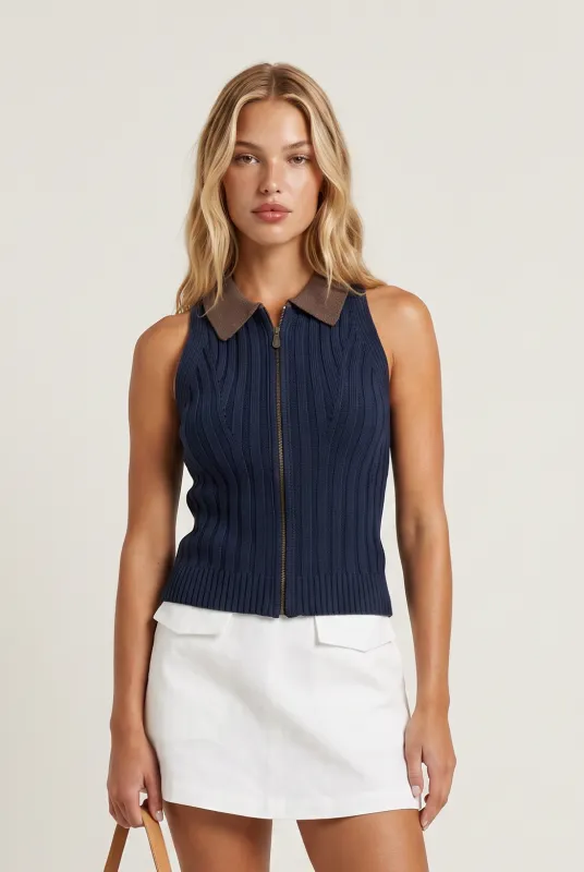 Hudson Sweater Zip Tank made by Central Park West