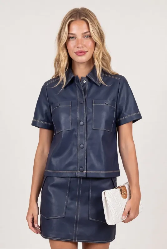 Zoe Short Sleeve Pleather Jacket made by Central Park West