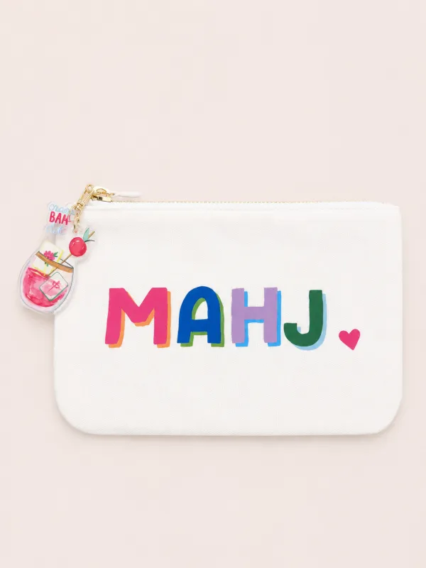 Mahj Canvas Pouch With Tile Zipper made by Mixology