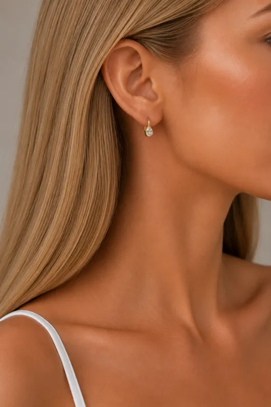 Cailin Pear Bezel Huggie made by Mixology