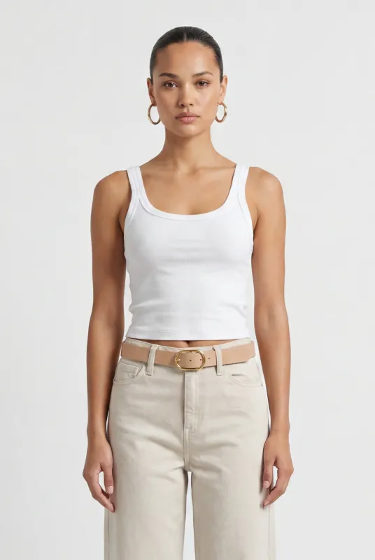 Ribbed Slim Crop Scoop Tank made by Mixology
