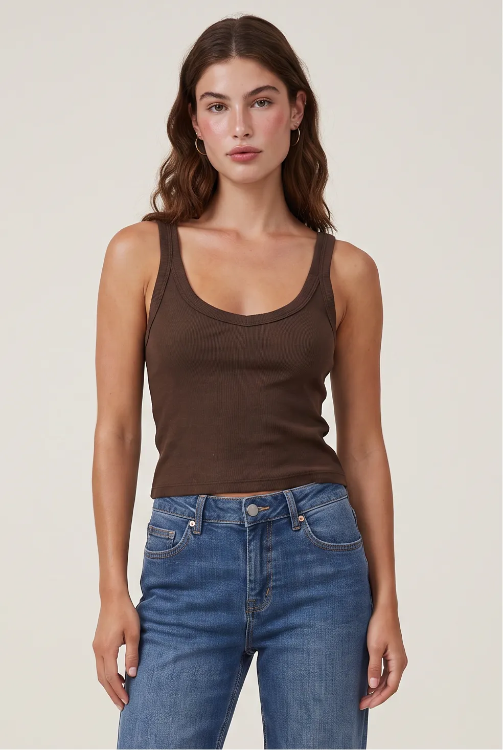 Ribbed Slim Crop Scoop Tank sold by Mixology product image thumbnail 2