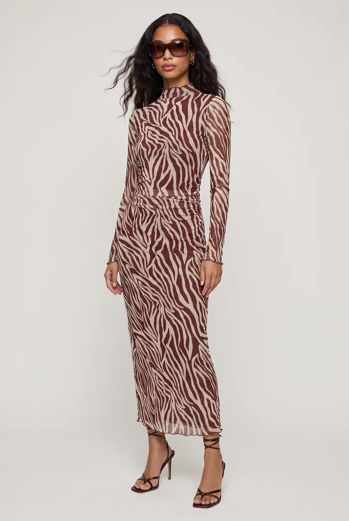 Sevilla Zebra Mesh Midi Dress sold by Mixology product image thumbnail 2