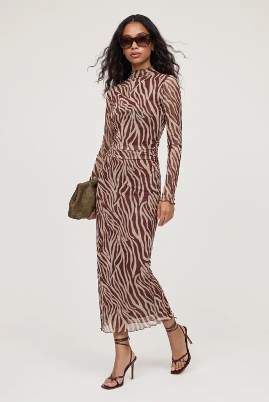 Sevilla Zebra Mesh Midi Dress made by Z Supply