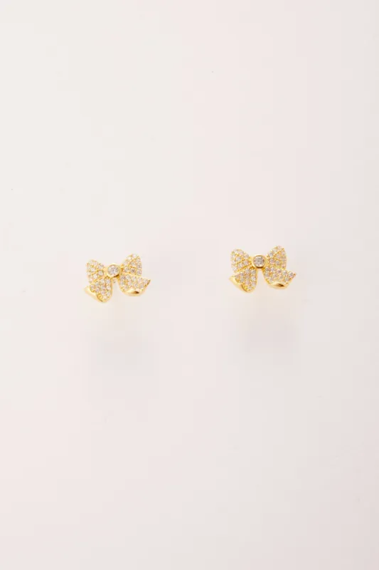 Jaclyn Cubic Zirconia Bow Studs With Center Stone sold by Mixology
