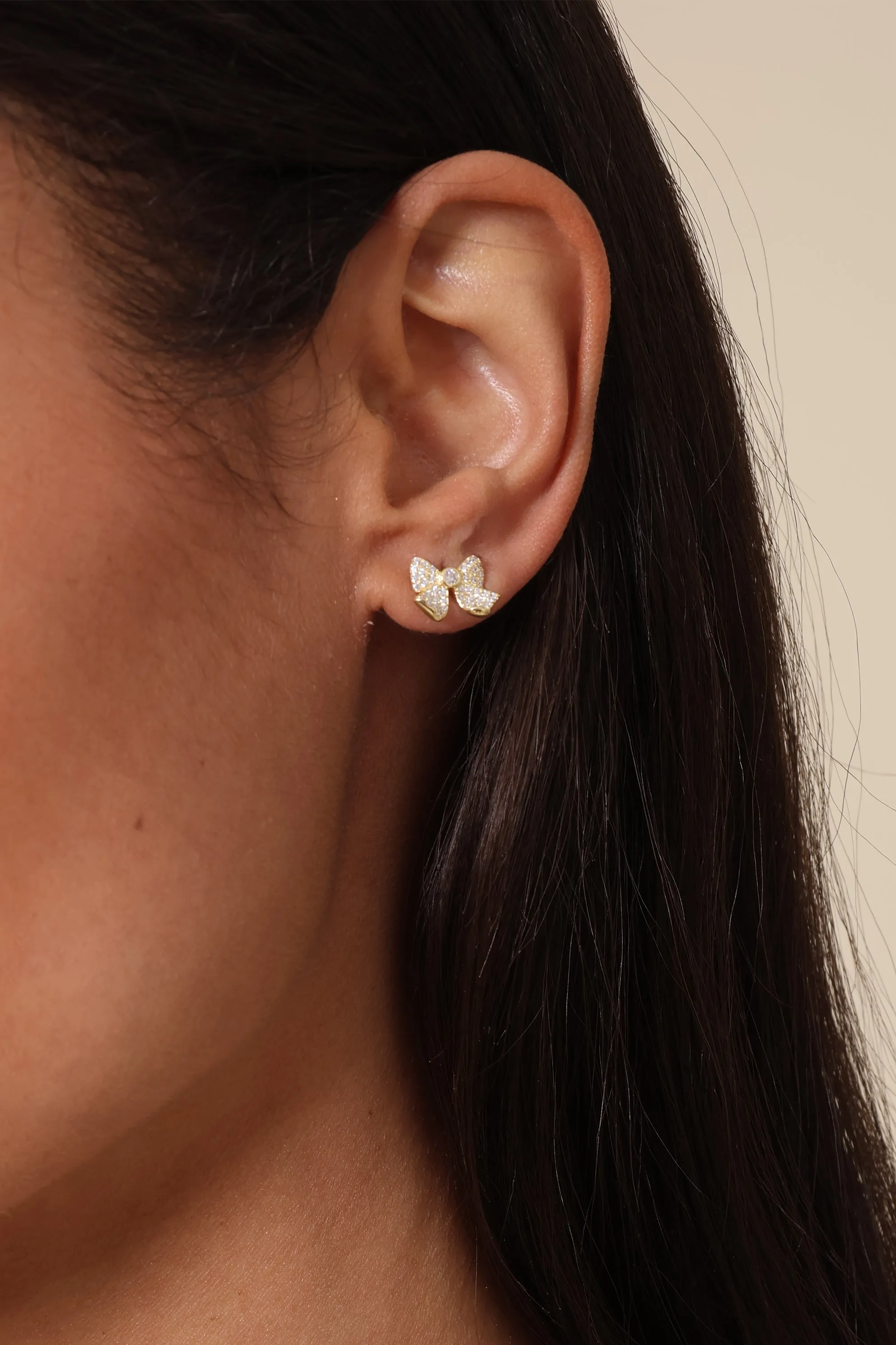 Jaclyn Cubic Zirconia Bow Studs With Center Stone sold by Mixology product image thumbnail 2