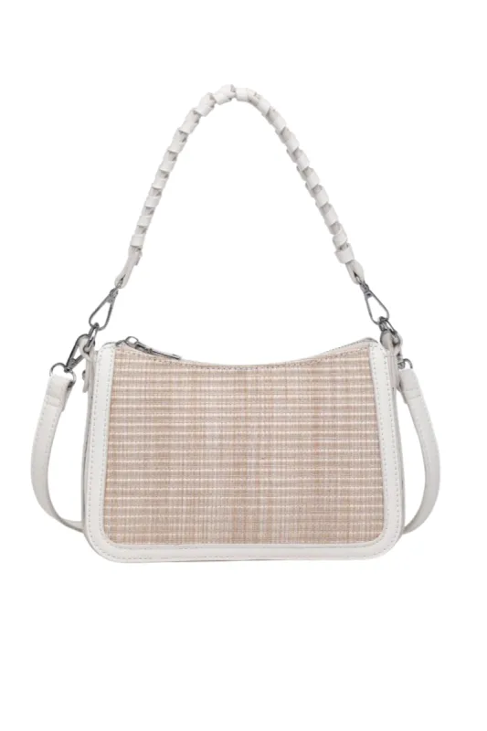 Woven And Leather Shoulder Bag sold by Mixology