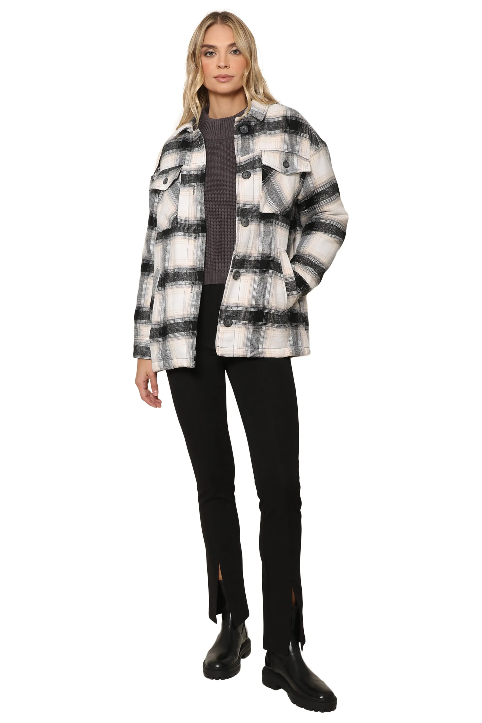 Cozy Plaid Shacket sold by Mixology product image thumbnail 4
