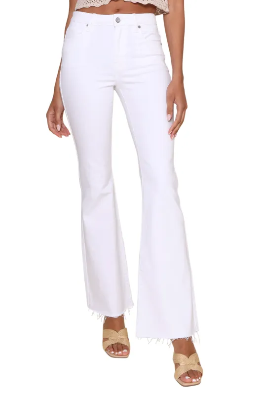 White High Rise Flare Jeans sold by Mixology