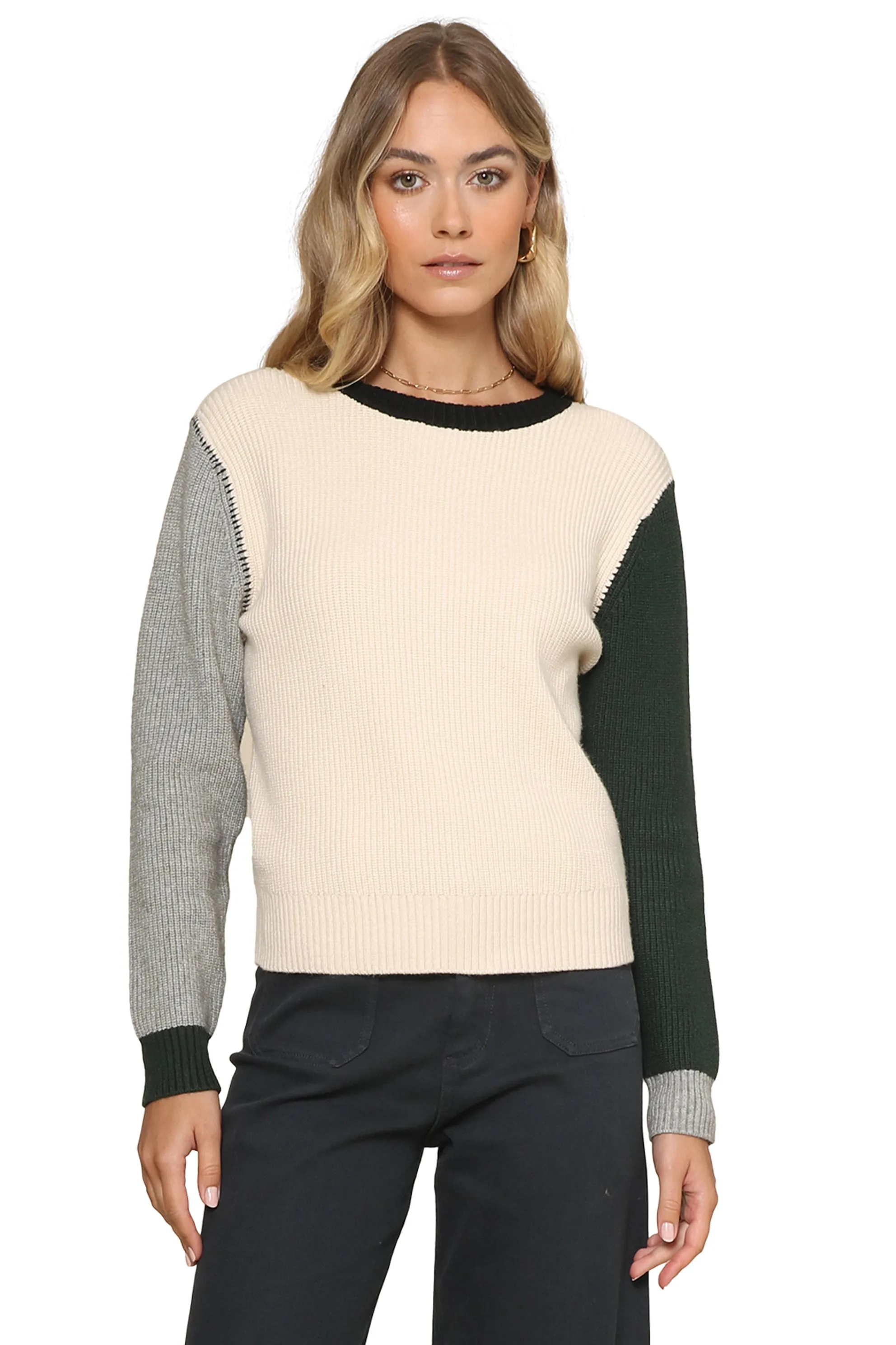 Crew Neck Whipstitch Sweater sold by Mixology