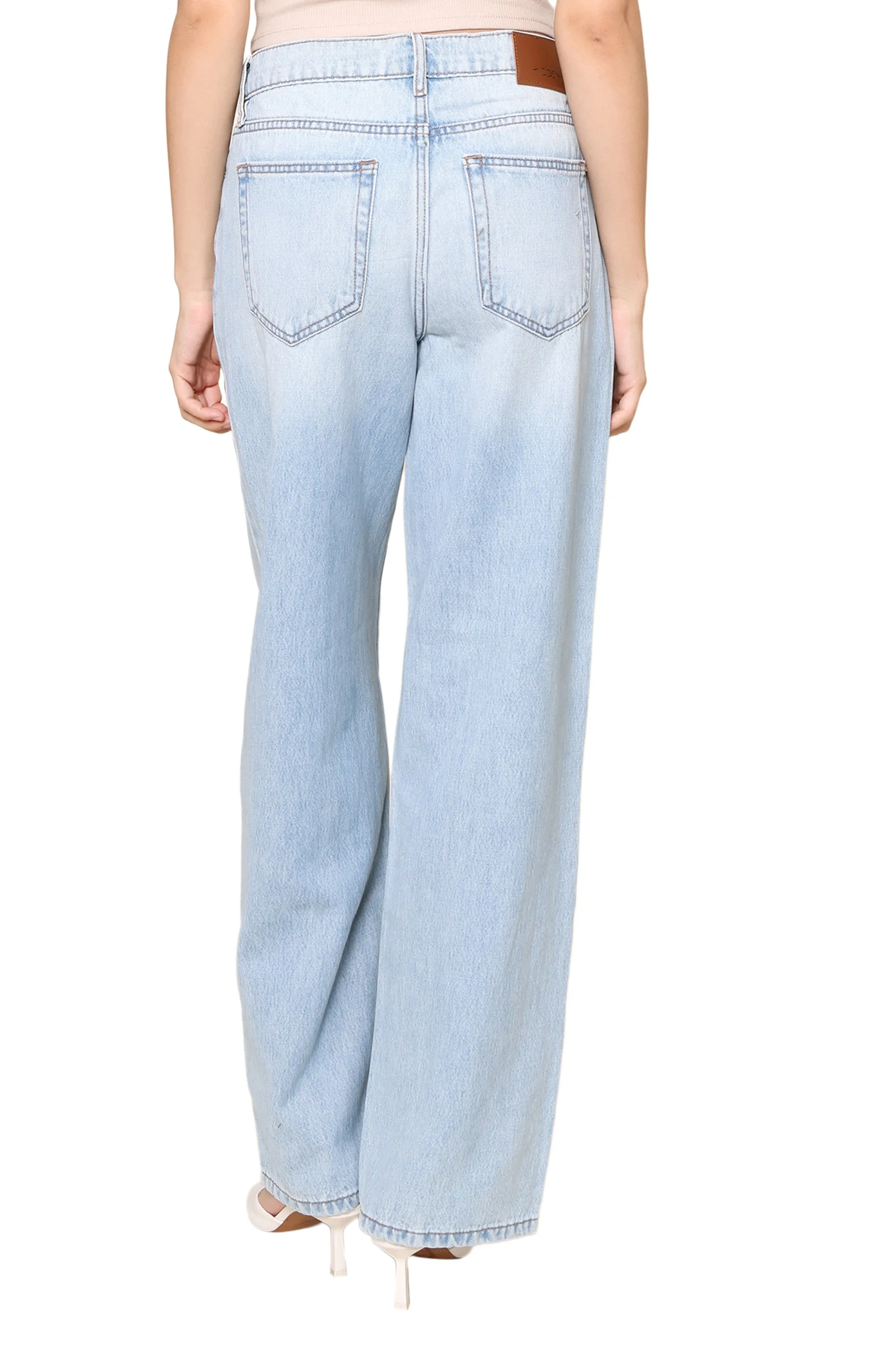 Medium Light Wash Distressed High Rise Straight sold by Mixology product image thumbnail 3