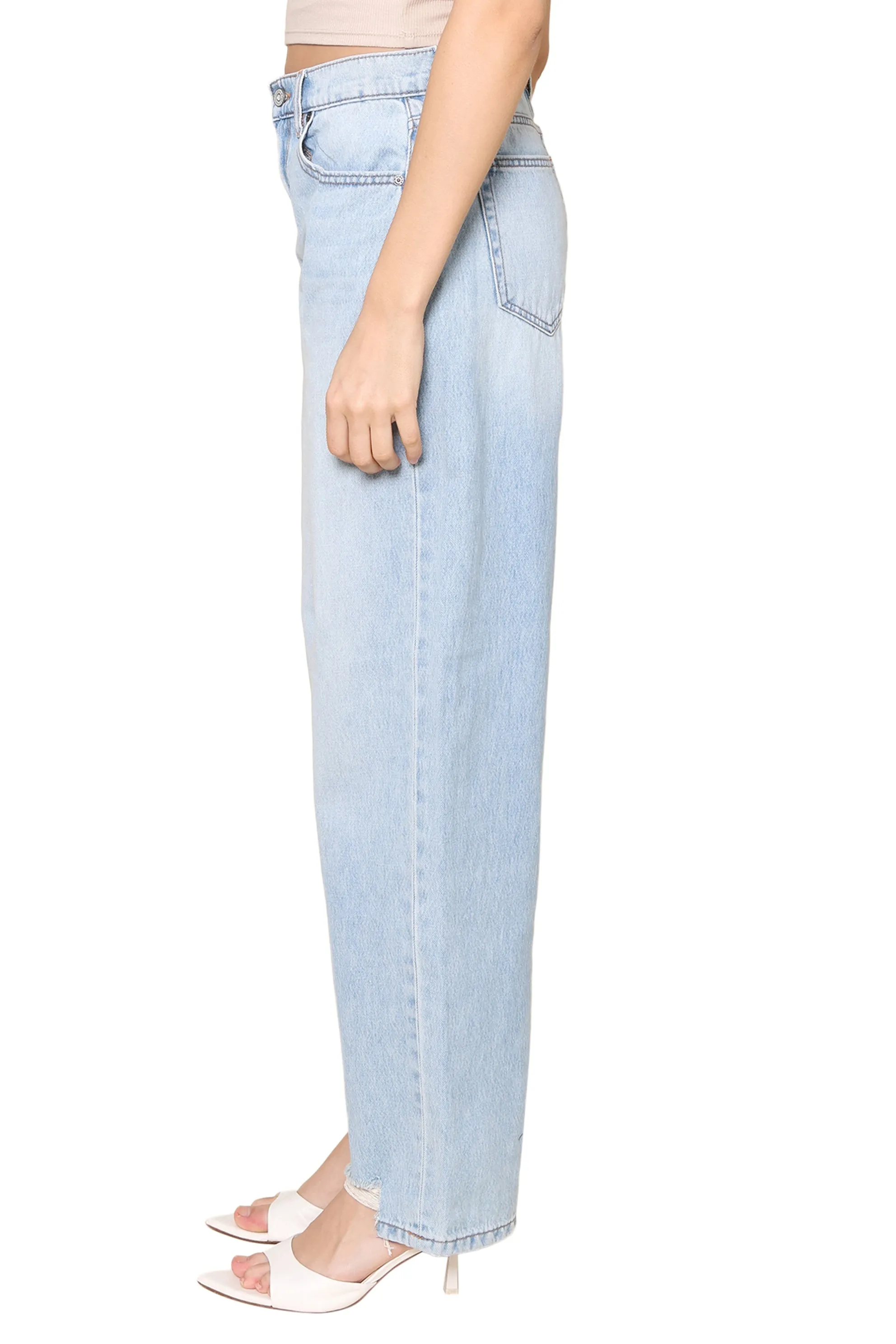 Medium Light Wash Distressed High Rise Straight sold by Mixology product image thumbnail 2