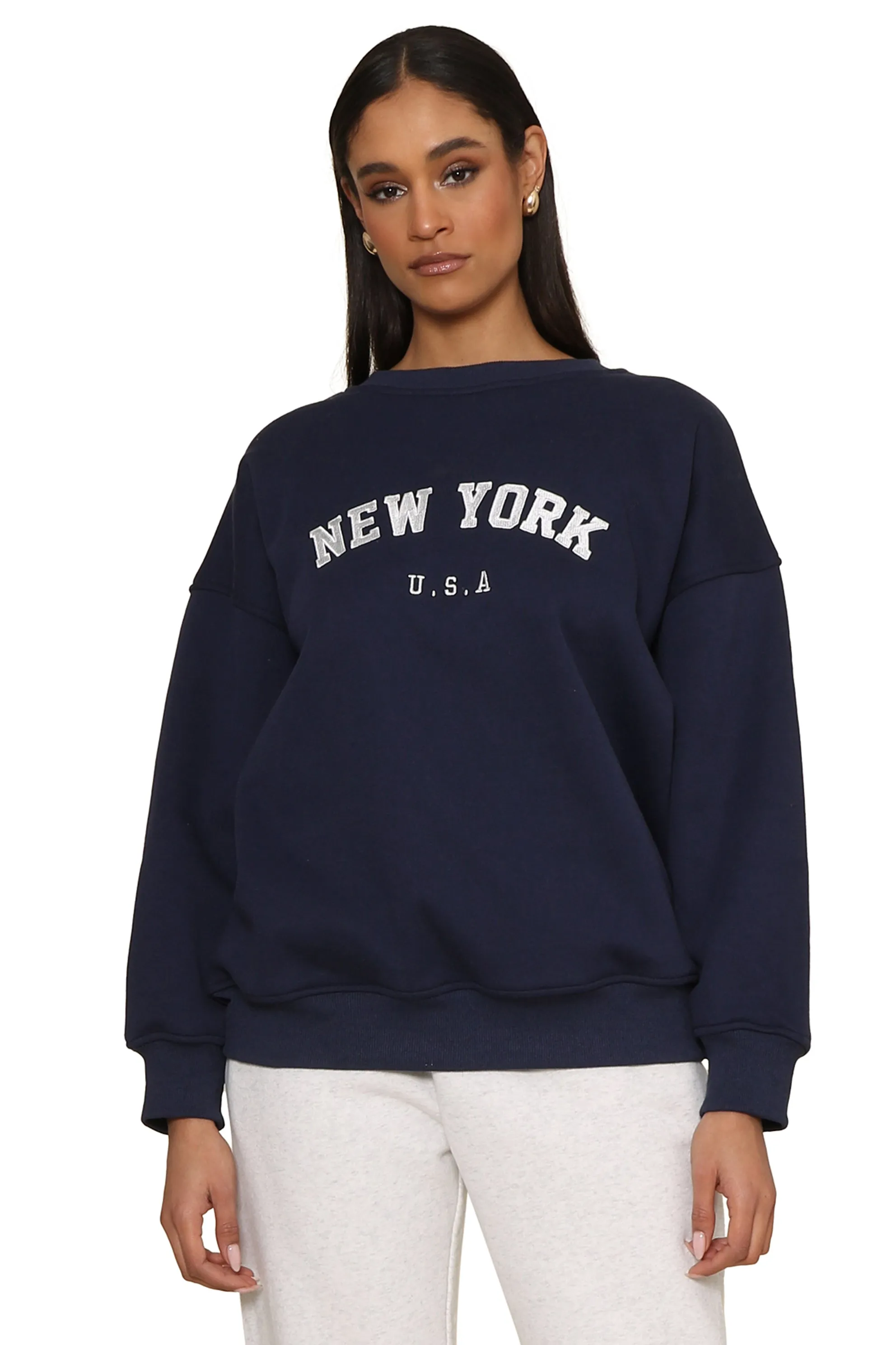 New York Embroidered Oversized Sweatshirt sold by Mixology