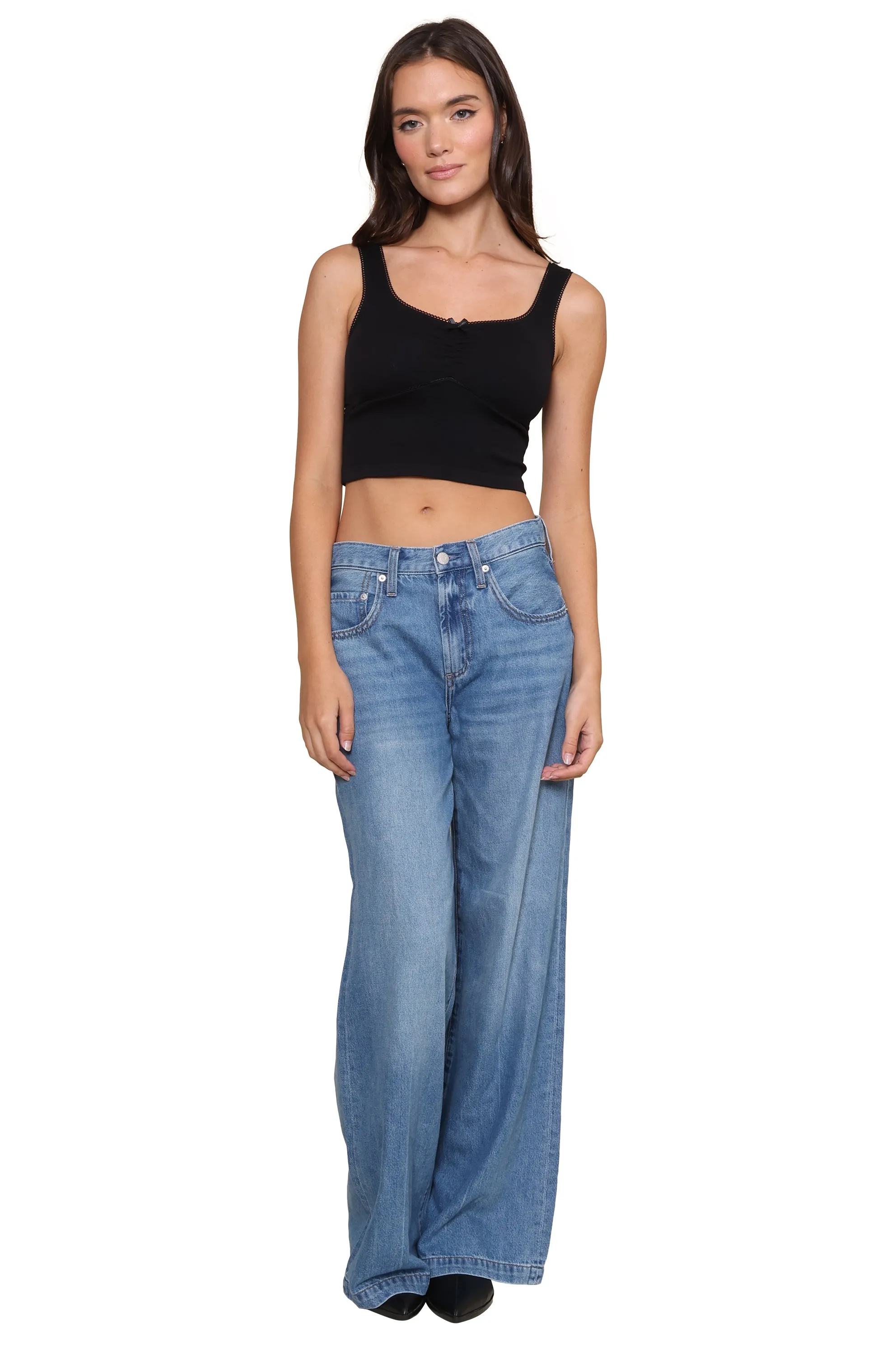 Rib Cinched Crop Top with Bow sold by Mixology product image thumbnail 5