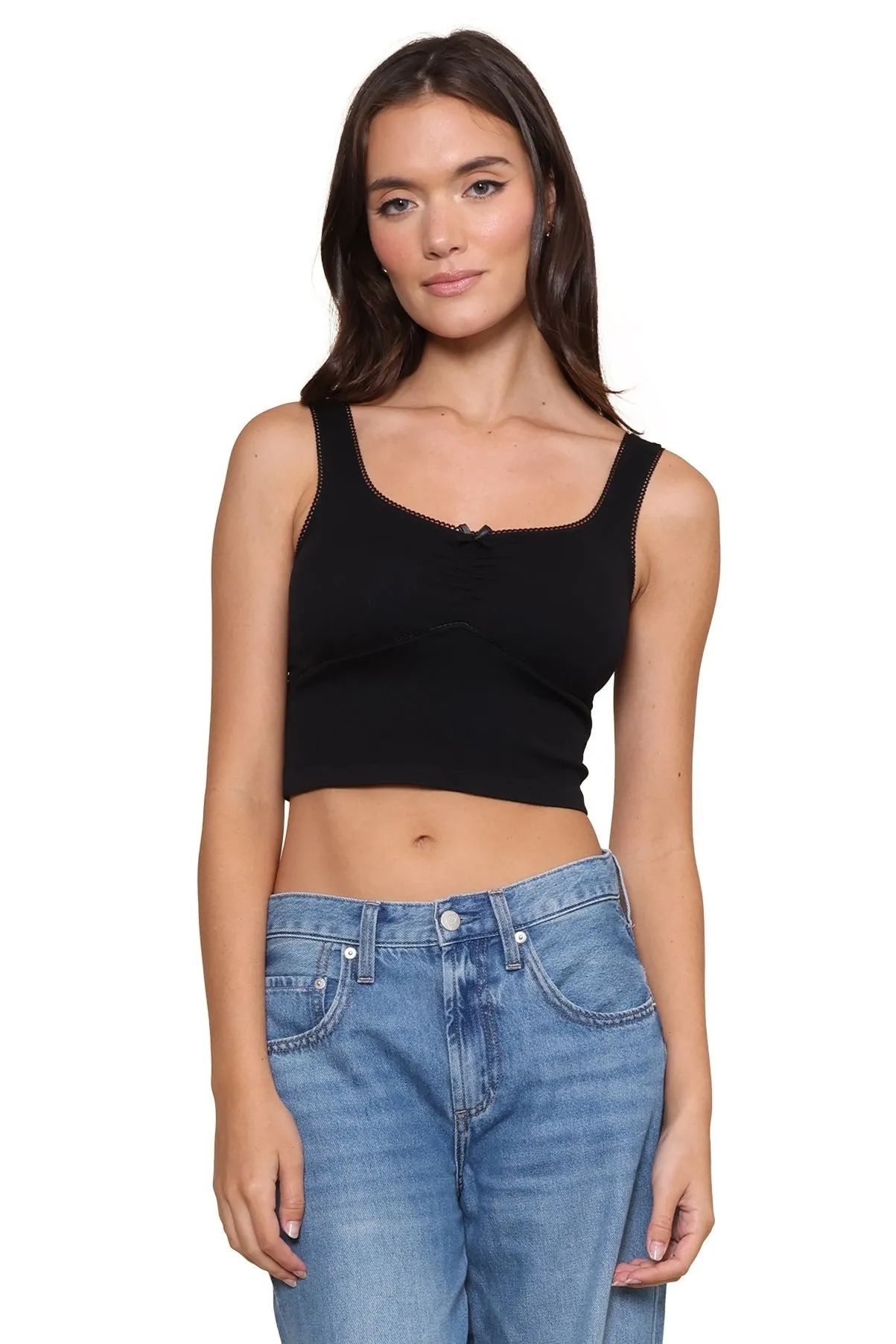Rib Cinched Crop Top with Bow sold by Mixology product image thumbnail 3