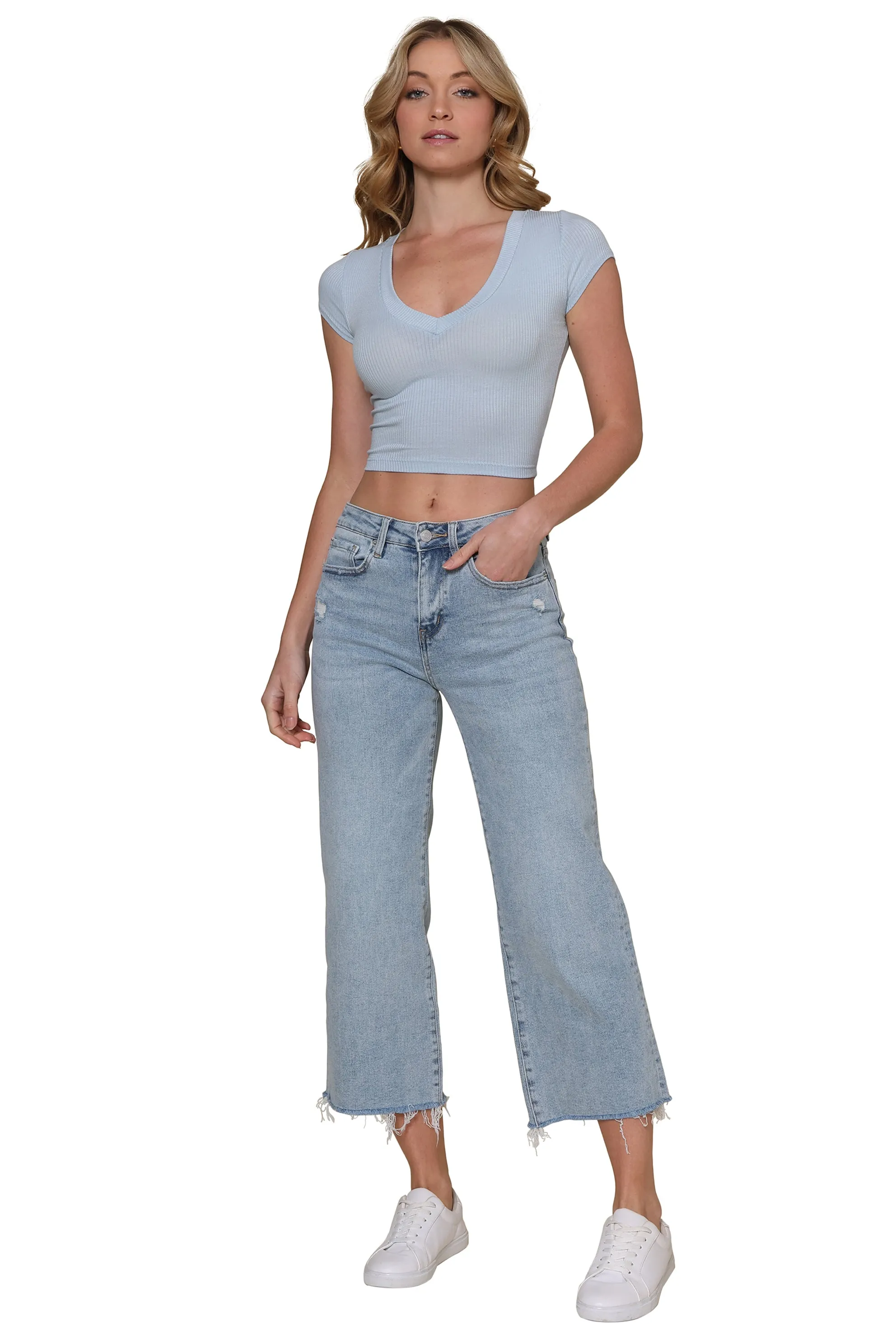 High Rise Ankle Wide Leg Jeans sold by Mixology product image thumbnail 4