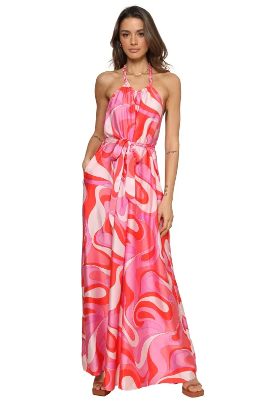 Jesse Halter Belted Jumpsuit sold by Mixology