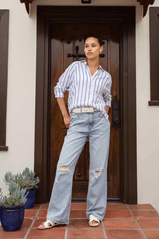 The Perfect Linen Striped Top sold by Mixology