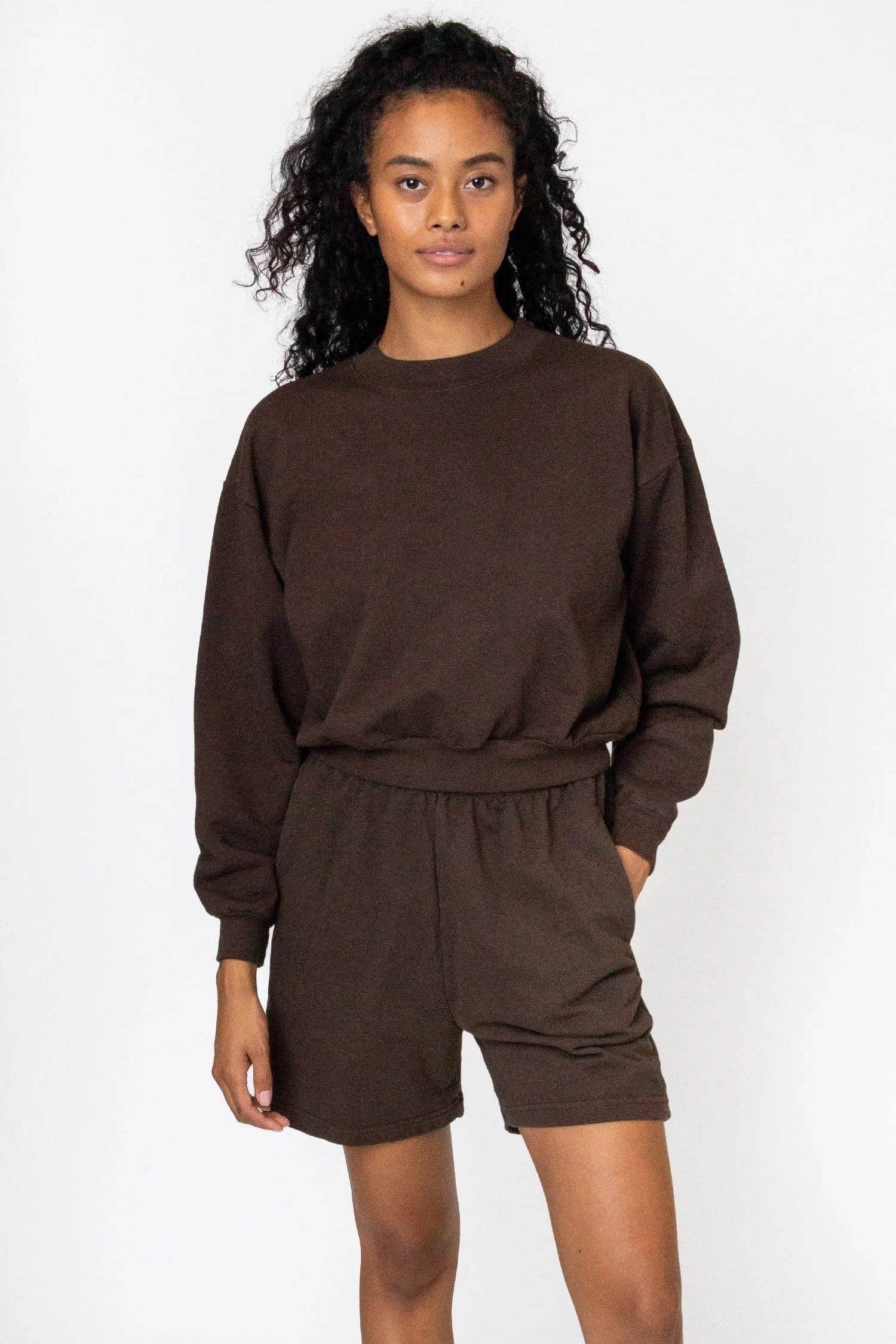 MWT06GD - Garment Dyed Cropped Mock Neck French Terry Pullover sold by los angeles apparel