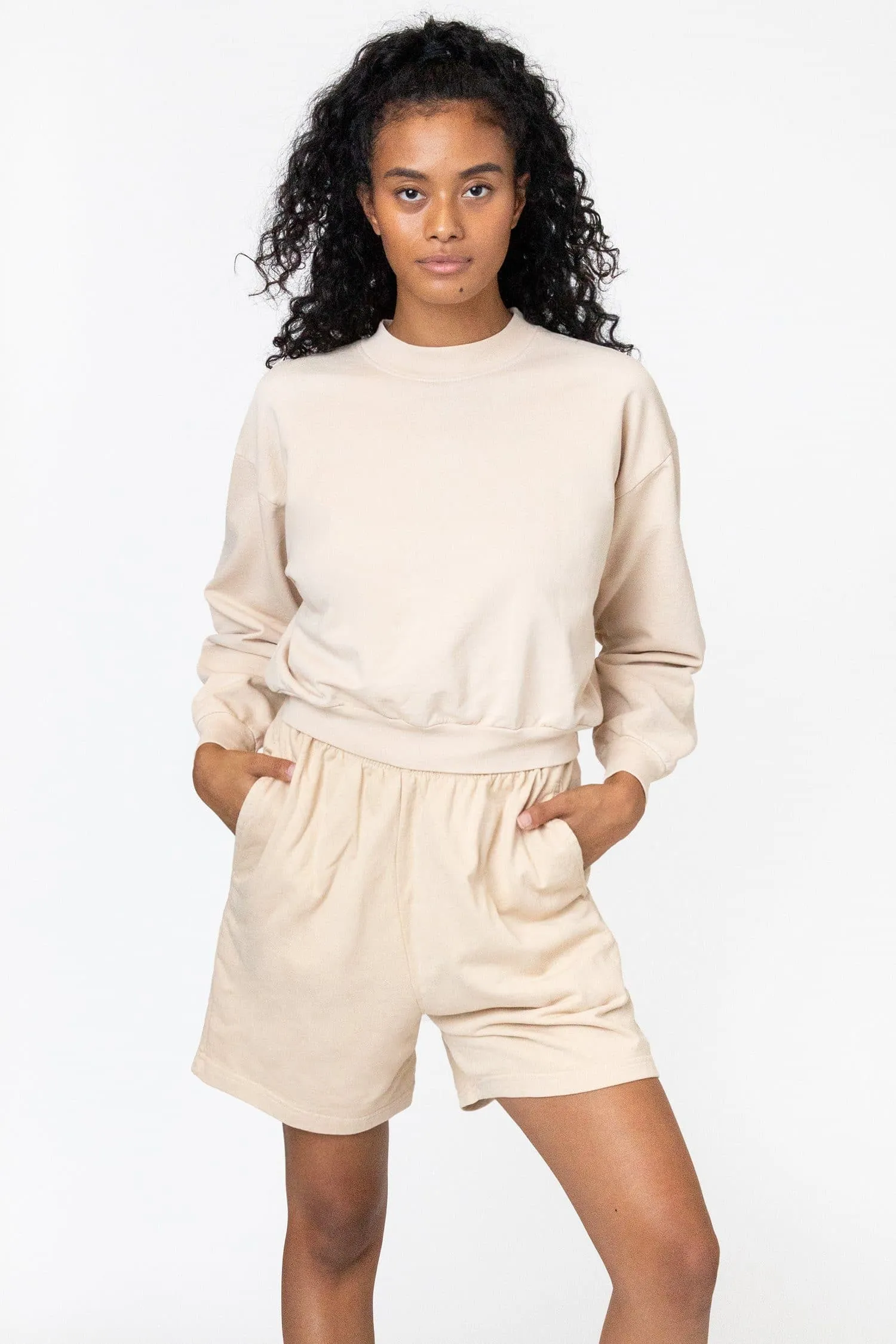 MWT06GD - Garment Dyed Cropped Mock Neck French Terry Pullover sold by los angeles apparel product image thumbnail 3