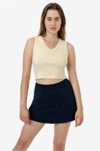 4357 - Baby Rib Sleeveless V-Neck Crop Tank sold by los angeles apparel