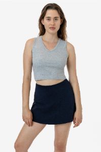 4357 - Baby Rib Sleeveless V-Neck Crop Tank sold by los angeles apparel
