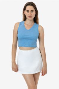 4357 - Baby Rib Sleeveless V-Neck Crop Tank sold by los angeles apparel