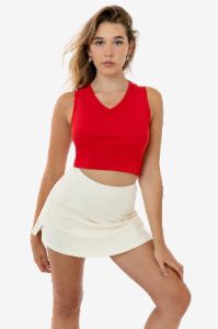 4357 - Baby Rib Sleeveless V-Neck Crop Tank sold by los angeles apparel