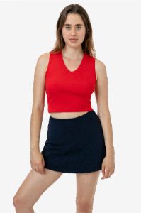 4357 - Baby Rib Sleeveless V-Neck Crop Tank sold by los angeles apparel