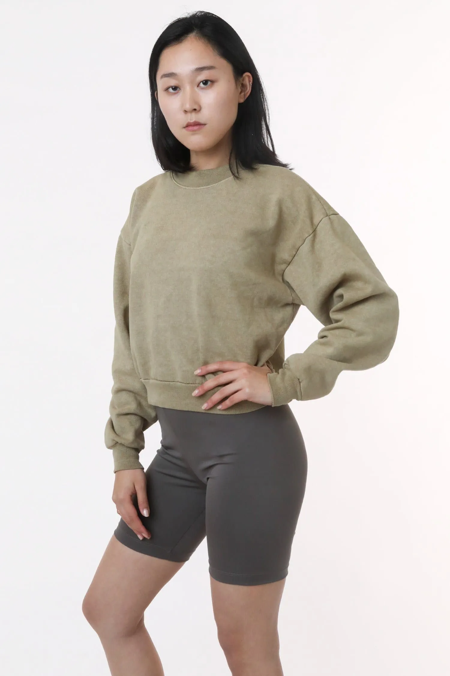 HF06 - Heavy Fleece Cropped Mock Neck Pullover (Pigment Dye) sold by los angeles apparel product image thumbnail 3
