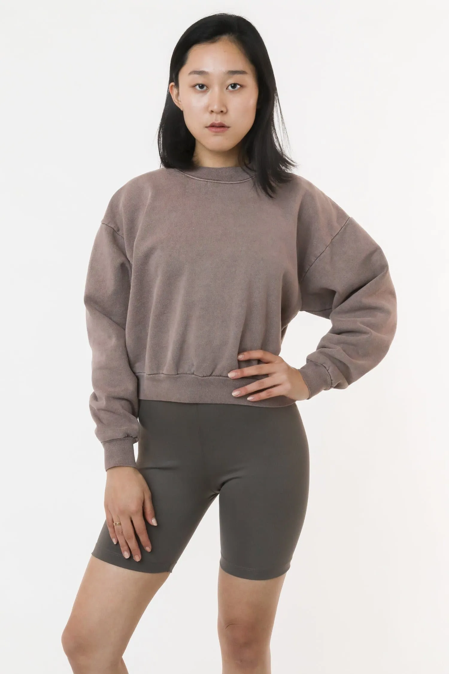 HF06 - Heavy Fleece Cropped Mock Neck Pullover (Pigment Dye) sold by los angeles apparel