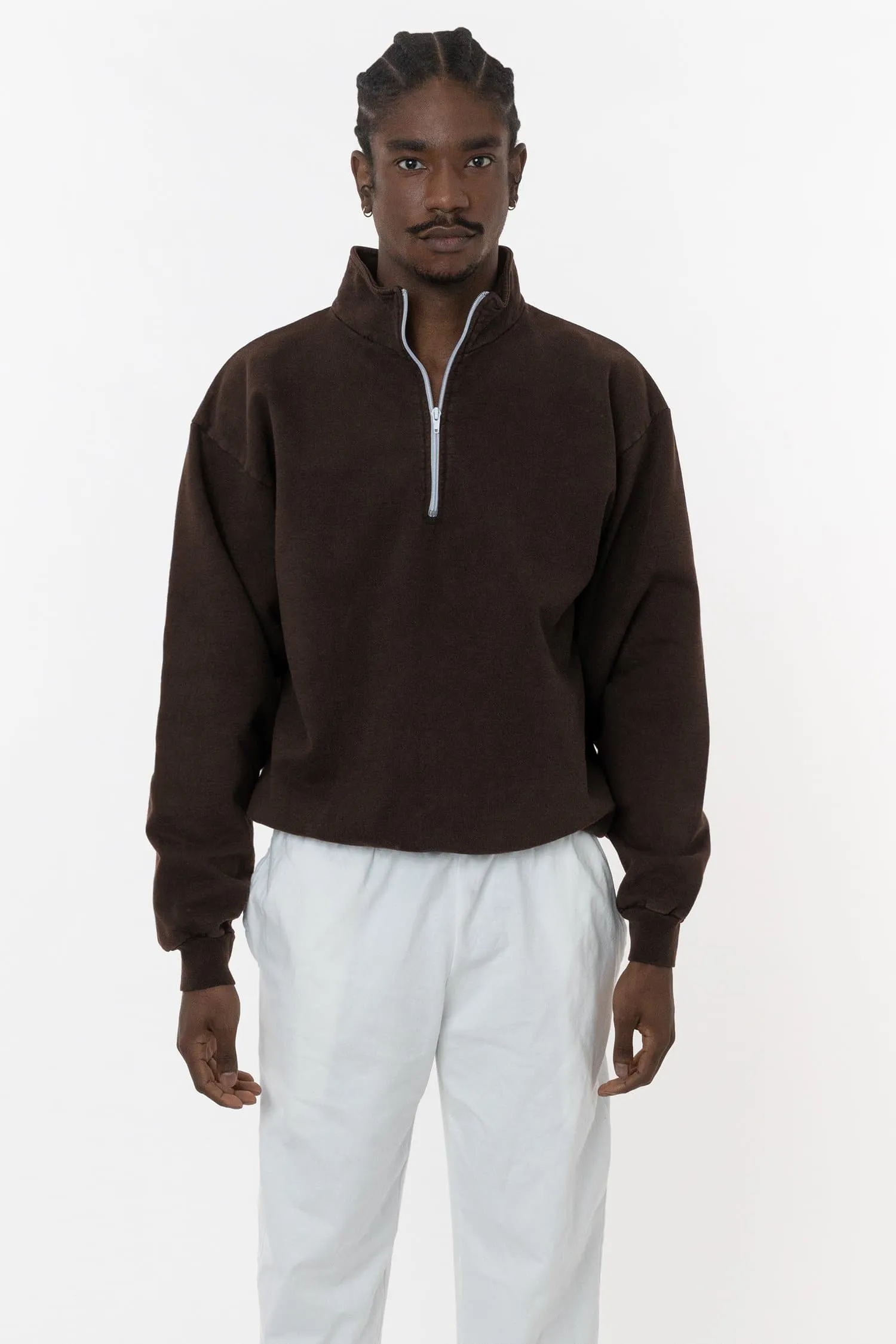 CF408GD - 10 oz. Garment Dye Cotton Fleece Half Zip Pullover sold by los angeles apparel product image thumbnail 3