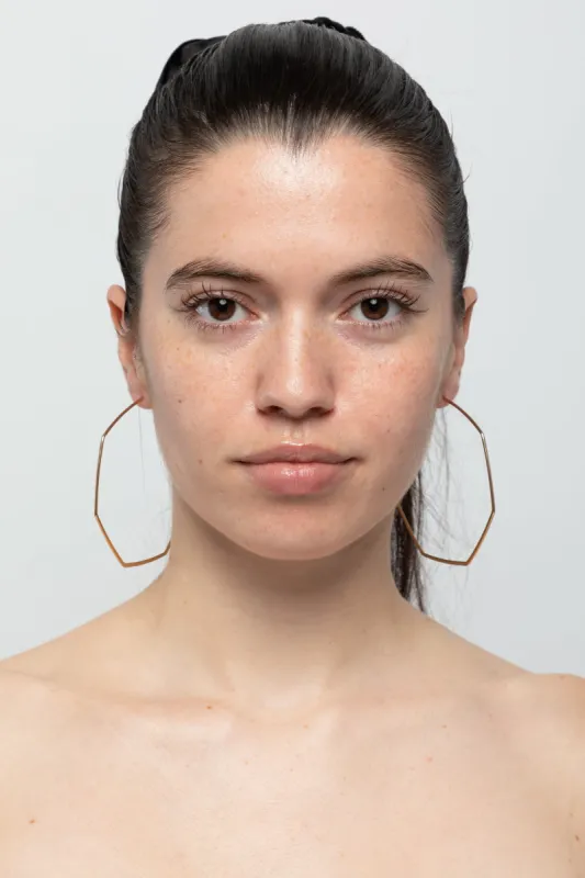 JWL318 - Hexagon Post Hoop Earrings sold by los angeles apparel