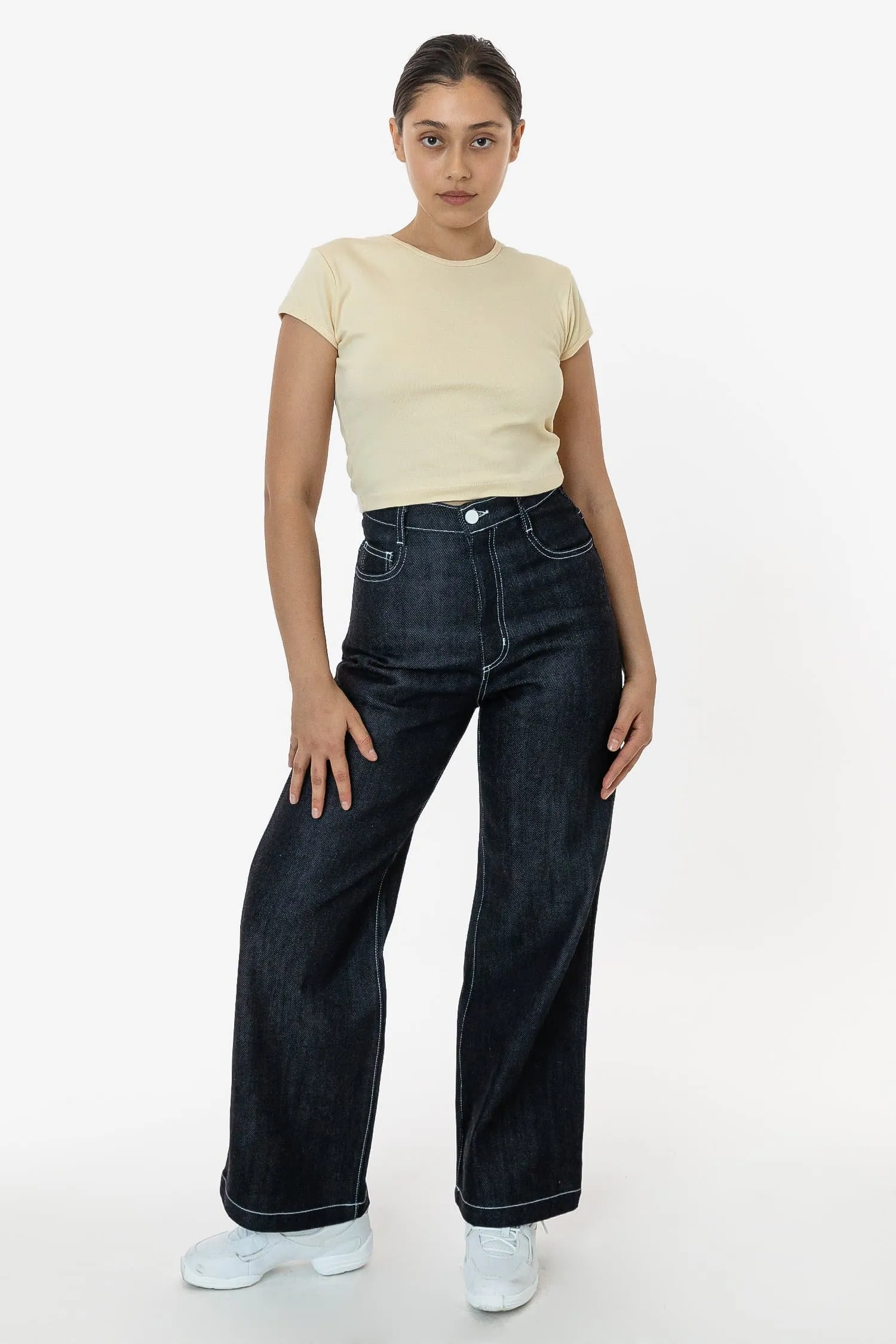 RDNW09 - Raw Dark Indigo High Waisted Wide Leg Denim Jean sold by los angeles apparel