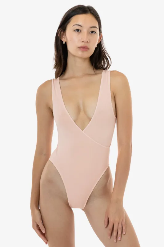 B362GD - Sleeveless Wrap Front Bodysuit made by los angeles apparel