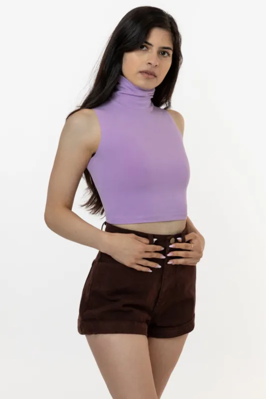 83073GD - Garment Dye Sleeveless Turtleneck Crop Top sold by los angeles apparel