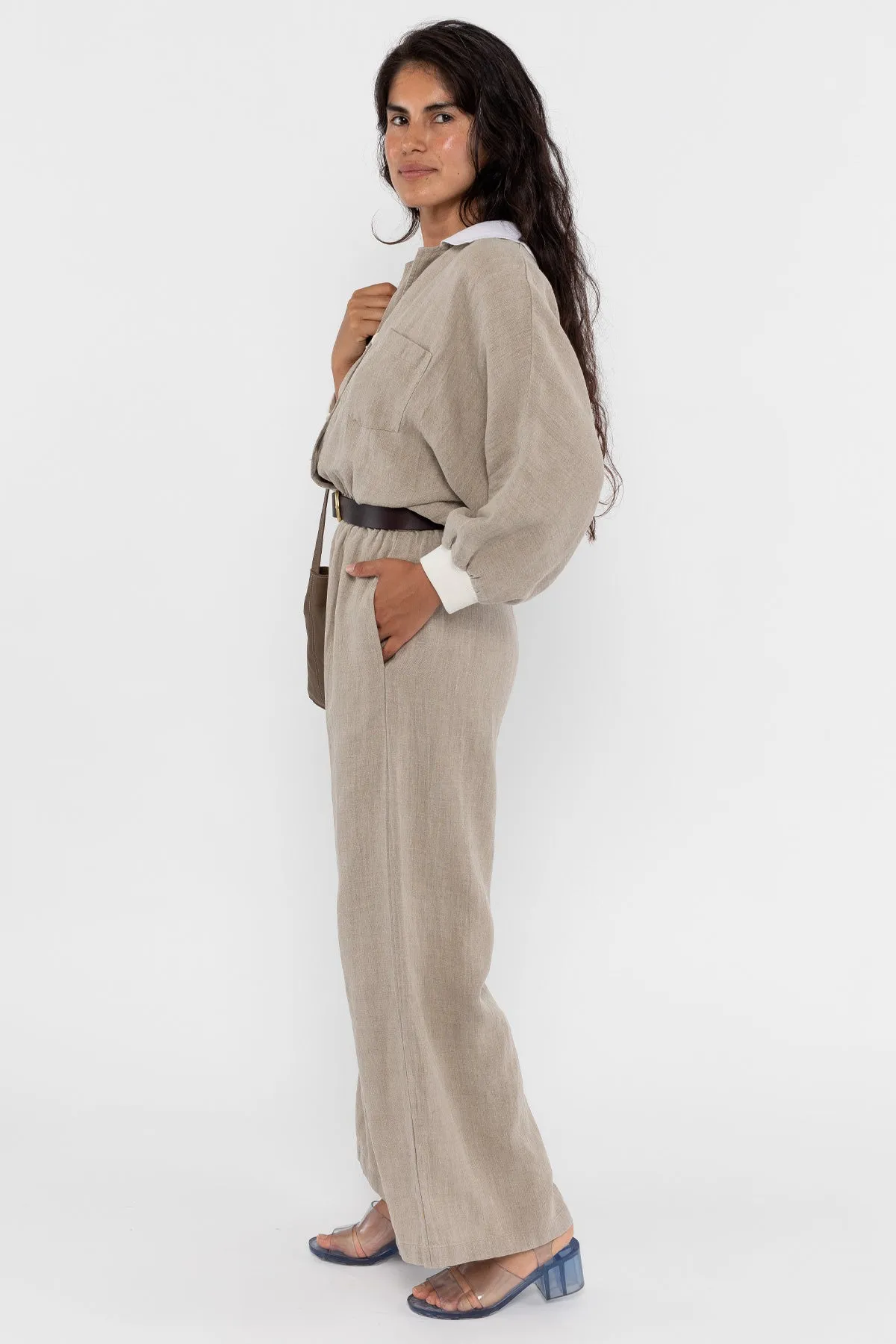 RLIN512GD - Linen Jumpsuit with Cotton Rib sold by los angeles apparel product image thumbnail 4