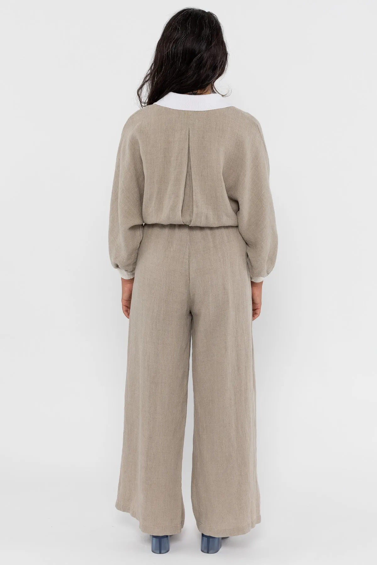 RLIN512GD - Linen Jumpsuit with Cotton Rib sold by los angeles apparel product image thumbnail 2