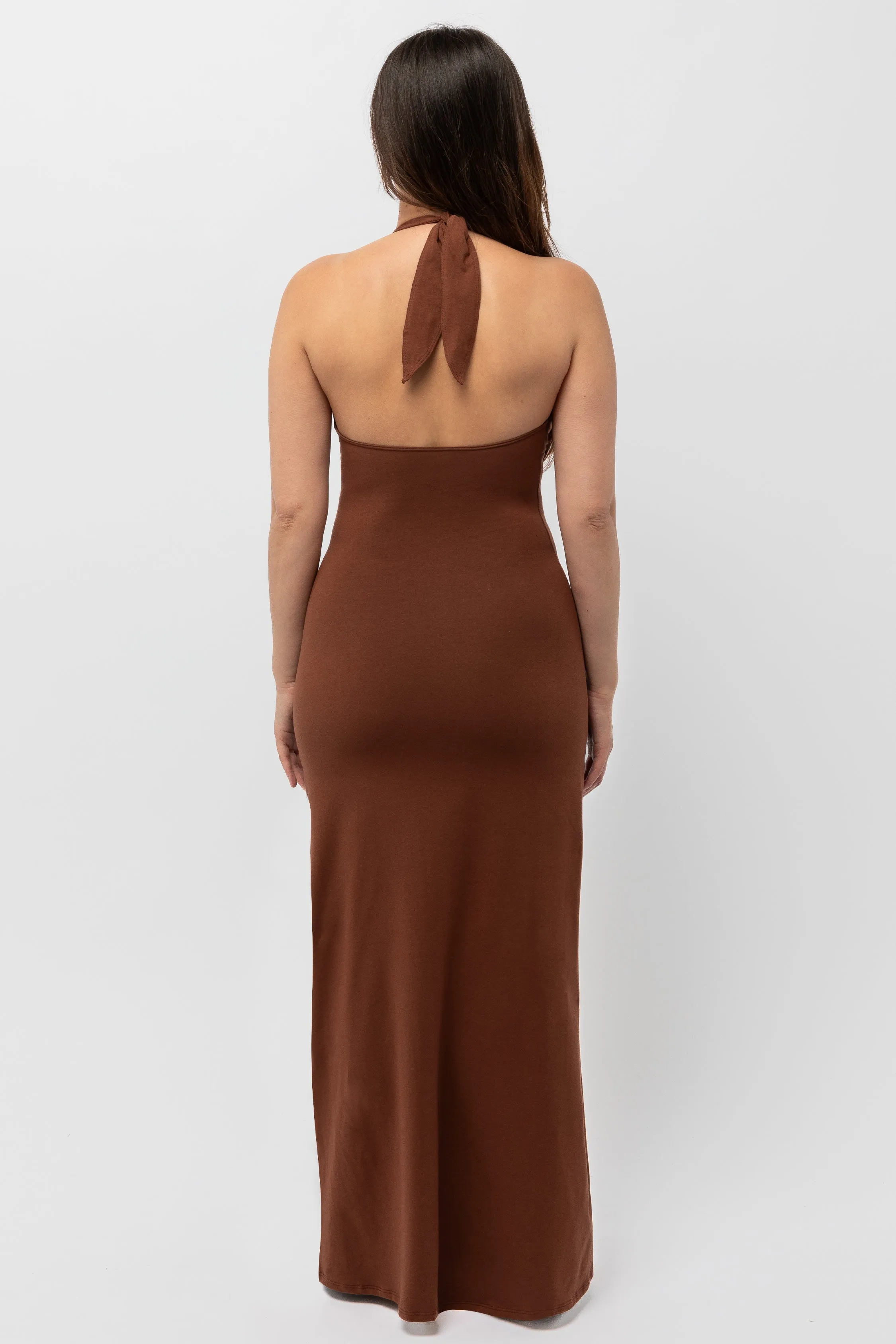 8374 - Cotton Spandex Halter Maxi Dress sold by los angeles apparel product image thumbnail 3